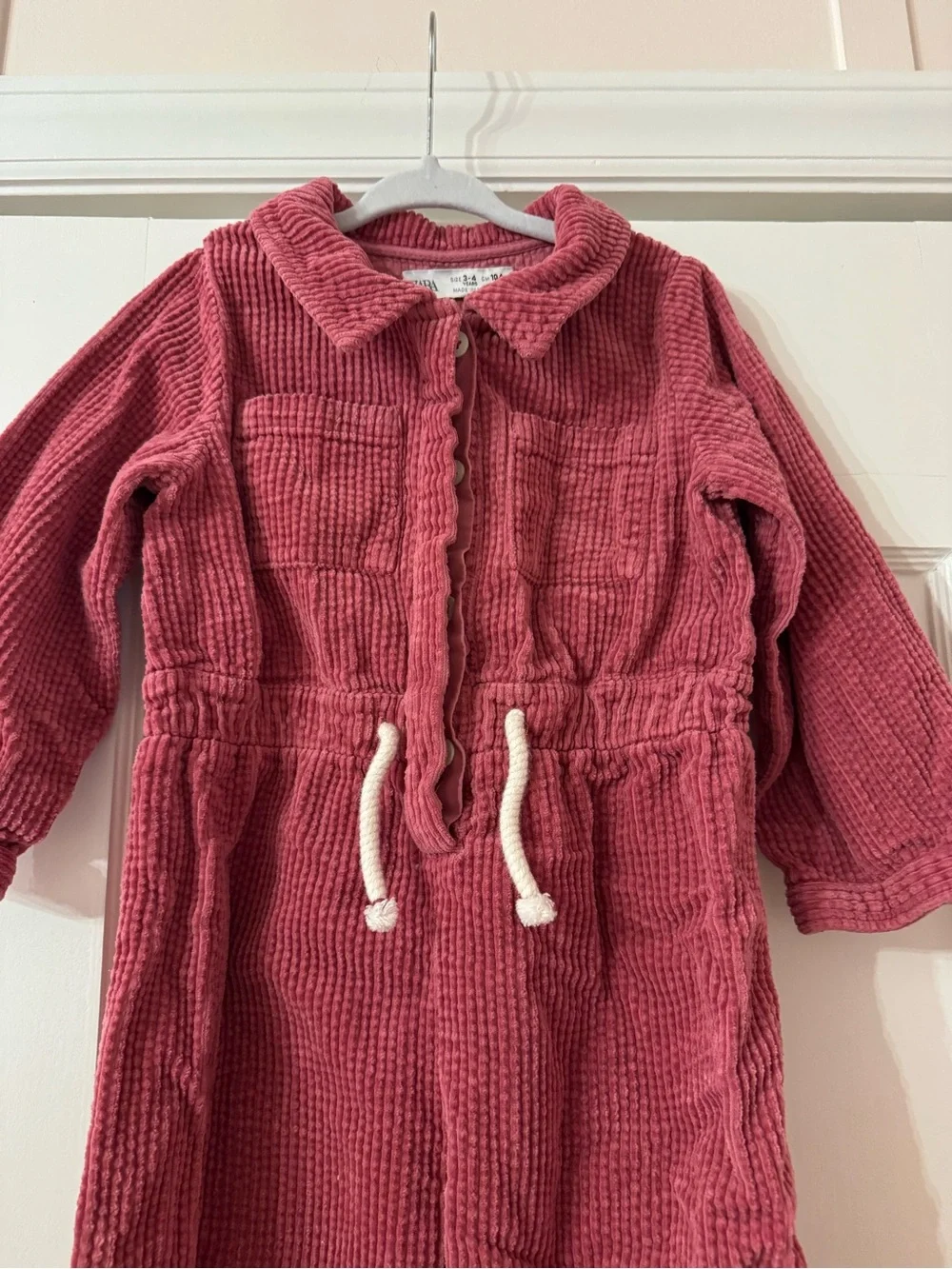 Zara Rose Corded Jumpsuit with Drawstring
